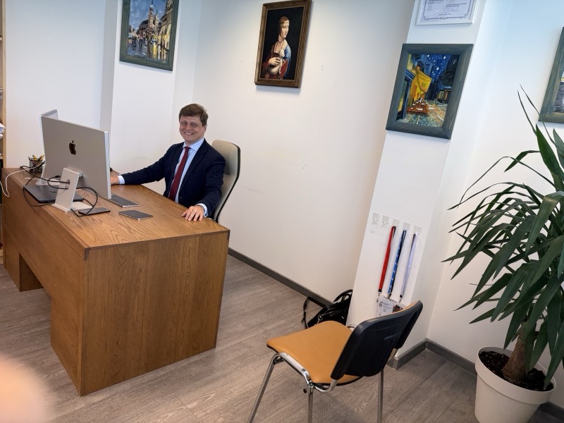 Vadym Rekel in his translation office in Kraków